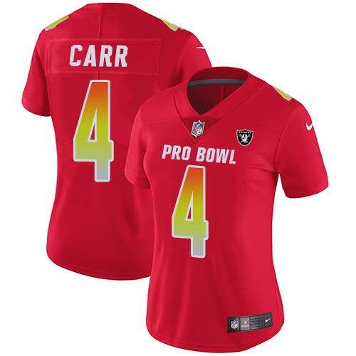 Nike Raiders #4 Derek Carr Red Women's Stitched NFL Limited AFC 2018 Pro Bowl Jersey